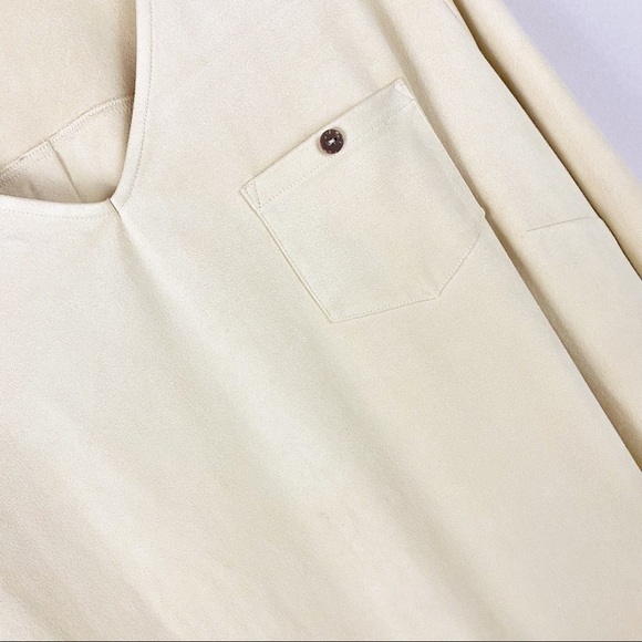 Soft Surrounding Cream Tan Suede Tunic Top 2X Minimalist Neutral - Picture 6 of 6